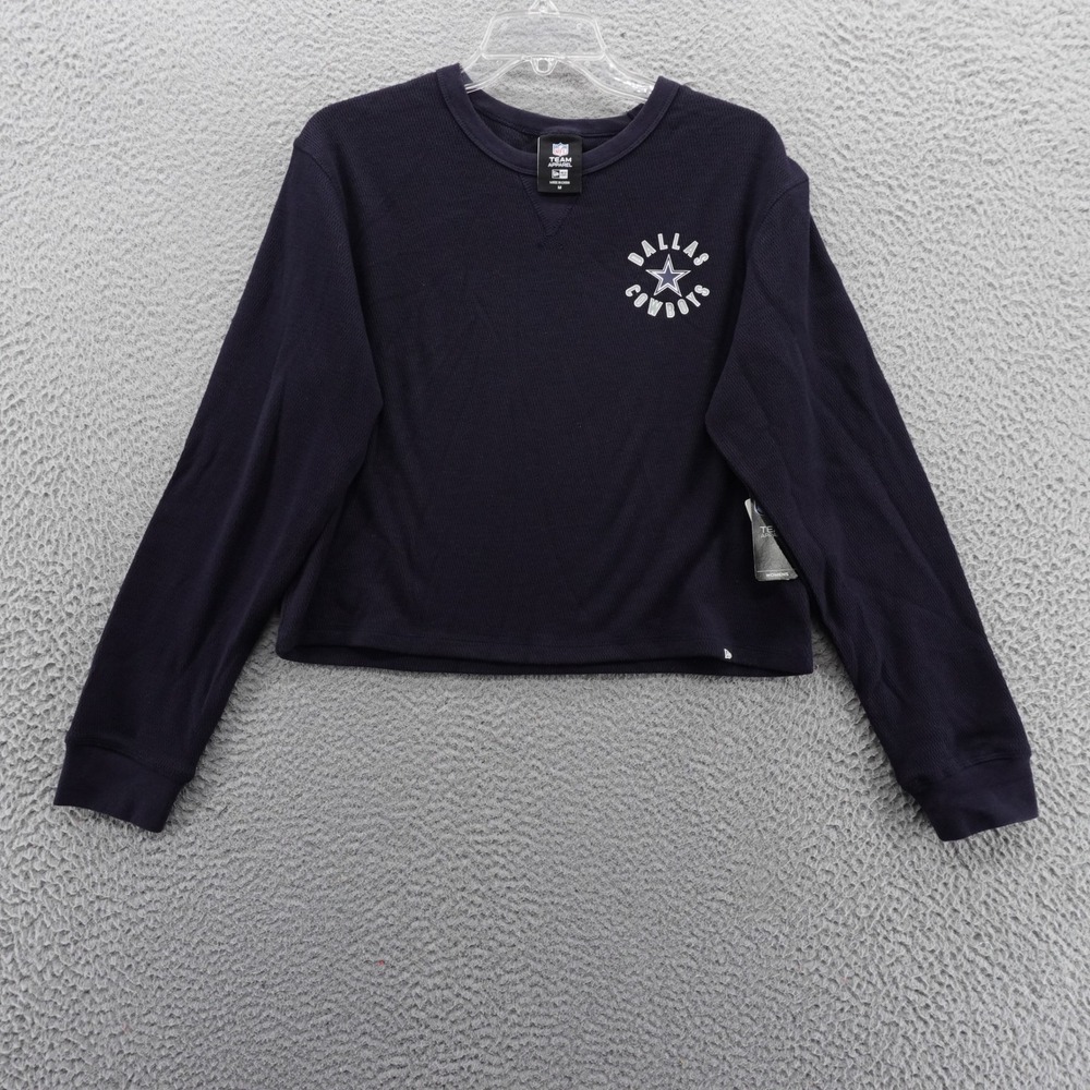 New Era NFL Dallas Cowboys Women Blue Waffle Knit Crop Top T Shirt‎ M NEW